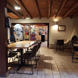 Dinning area with tap dispensers on wall