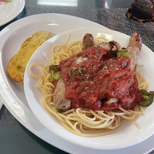 Friday   Spaghetti with Sausage, Peppers &amp; onions (FOR TAKE OUT ONLY - NOT AVAILABLE FOR DELIVERY)