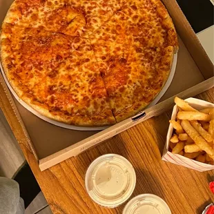 Cheese Pizza and French Fries