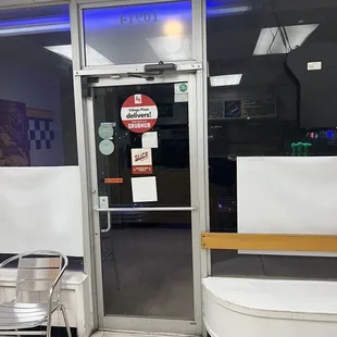 the entrance to the restaurant