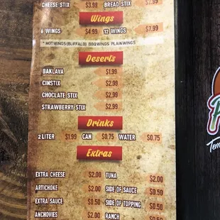 menu