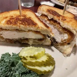 Chicken sandwich on sourdough bread. Just absolutely delicious tender and moist. One of the best chicken sandwich I've ever had