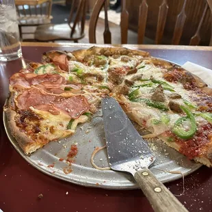Sausage/ Canadian bacon, onion &amp; Green pepper Pizza