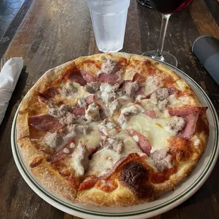 9&quot; individual, sausage &amp; salami, thin crust pizza