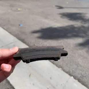 Brake pad completely damaged.