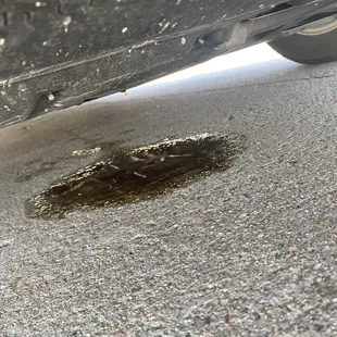 The new oil puddle under my car that is broken down on side of road, only a couple hours after my oil change at VP.