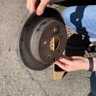 Rotor corroded. The service tech told me this was normal for Nebraska winter + four months of wear and tear.