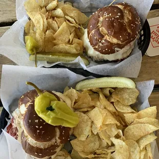 The Reuben on Pretzel Bun with Chips