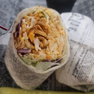 a burrito and a pickle