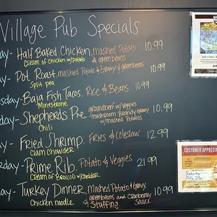 The daily specials.