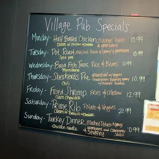 Daily specials