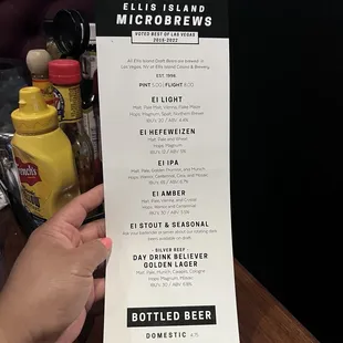 Beer menu
