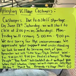 New hours. Photo taken 4/1/23