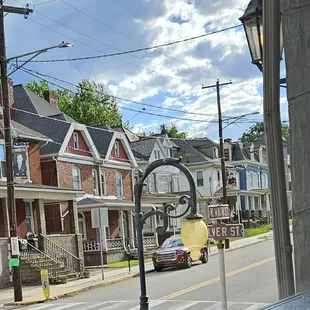 In the middle of town