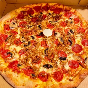 Pepperoni, Mushroom, Sausage Pizza