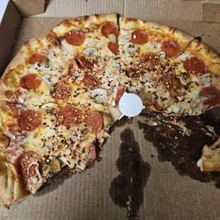 Pepperoni and mushroom large.