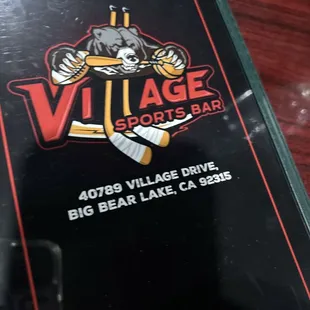 the menu for the game