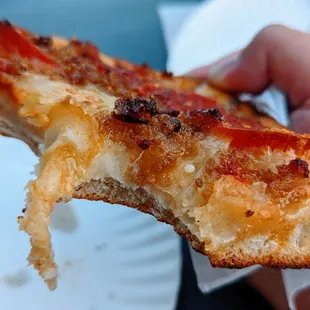 Sausage Pepperoni Square Slice w/Hot Honey