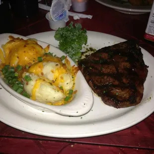 The village steak 8oz with twice baked mashed potatoes