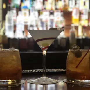 two cocktails on the bar