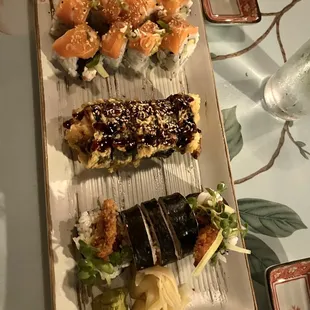 three different types of sushi