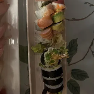 Rainbow Roll and Tempura Shrimp Roll