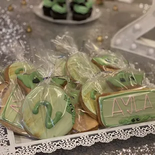 Baby Yoda sugar cookies for birthday party