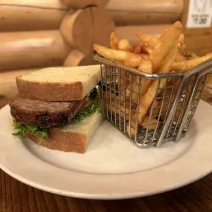 Meatloaf Sandwich and Fries