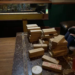 Jenga and shuffleboard