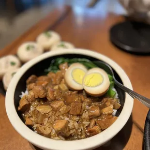 a bowl of food on a table