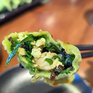 Shrimp, wood ear mushroom, chive dumpling