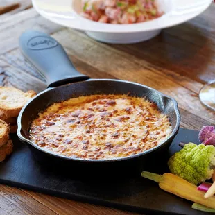 Delicious Crab Dip with Crudite and Fresh Bread