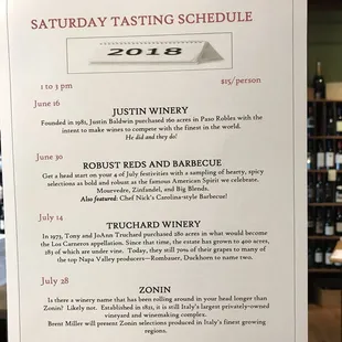 Saturday tasting series