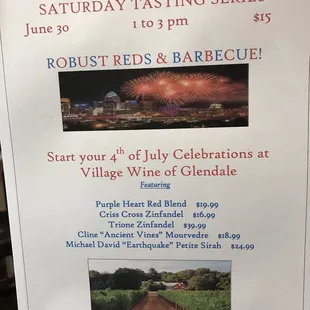 Upcoming tasting series