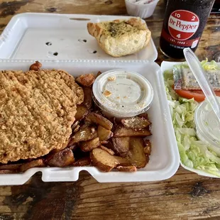 Chicken-Fried Steak Plate: the Home Fries make it special!