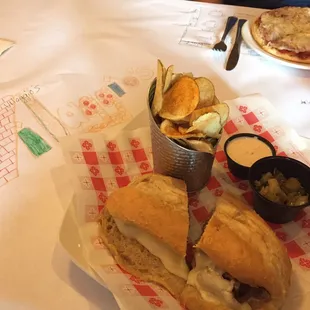Chicago Hot Beef and a House deluxe pizza.