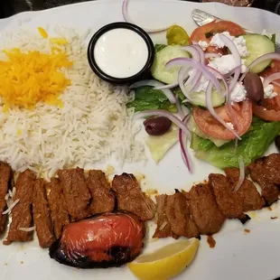 Barg Filet Mignon with a combo of rice and Greek salad for a slight upcharge.