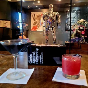 Enjoy a drink under the gaze of a genuine T-800 endoskeleton from the year 2049.