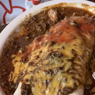 Monster burrito with chili
