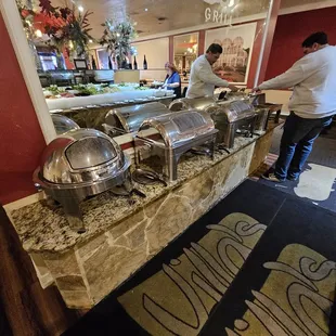 Salad bar hot side area