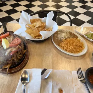 Sizzling steak fajitas