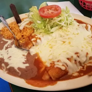 Chicken enchiladas rojas
