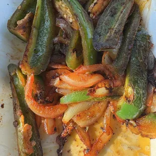 Grilled onions and jalapeños