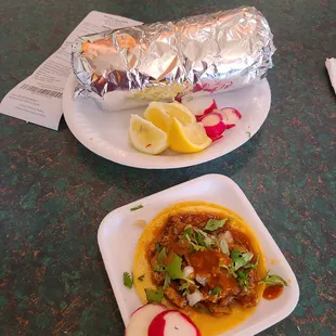 two plates of food on a table