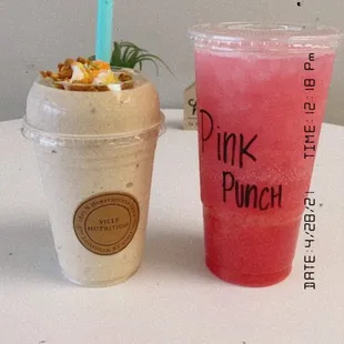 Carrot cake shake and pink punch, SO GOOD!