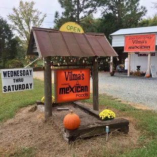 Vilma's Authentic Mexican Foods Roadside Sign