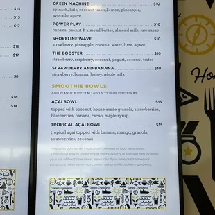 Menu (as of Sep 25, 2022)