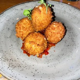 Pimento Cheese Fritters red pepper chili jam