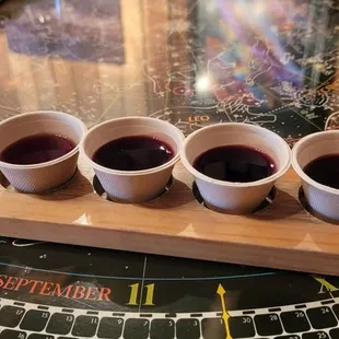 a row of glasses of wine