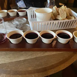Wine flight that also comes with a small, stemless tasting glass that you get to keep